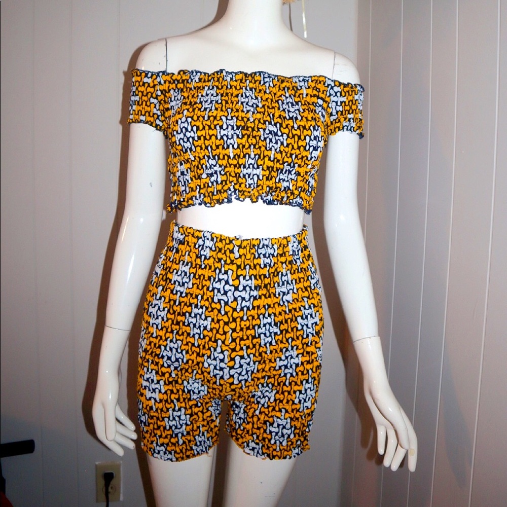African print summer short set